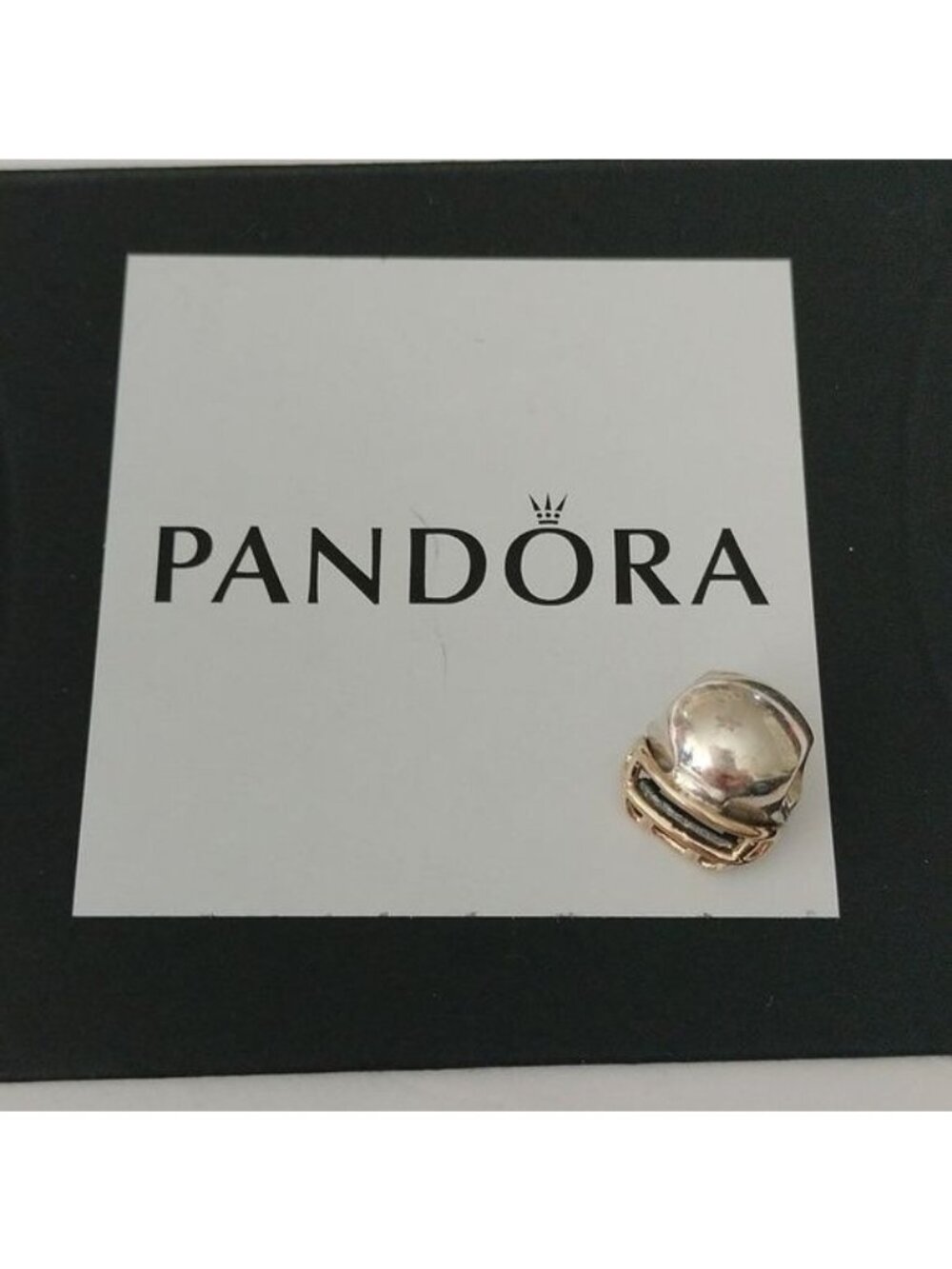 Pandora Retired Sterling Silver w/ 14K Gold Football Helmet Sports Bead- 790570